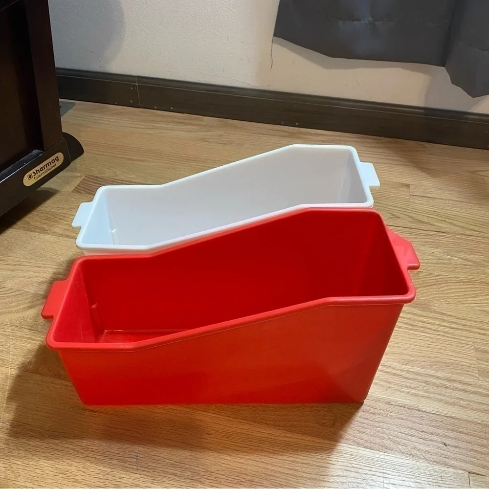 File Bin Bundle Set Lot Red White Office Storage Organization
